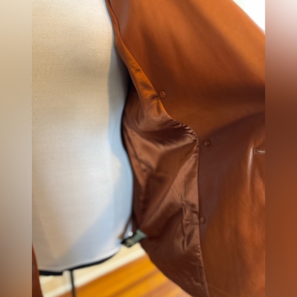 BLANKNYC Faux Leather Double-Breasted Blazer – Rich Mocha - Picture 6 of 12